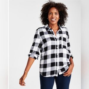 STYLE & CO WOMEN'S BUFFALO PLAID LONG SLEEVE SHIRT SIZE MEDIUM